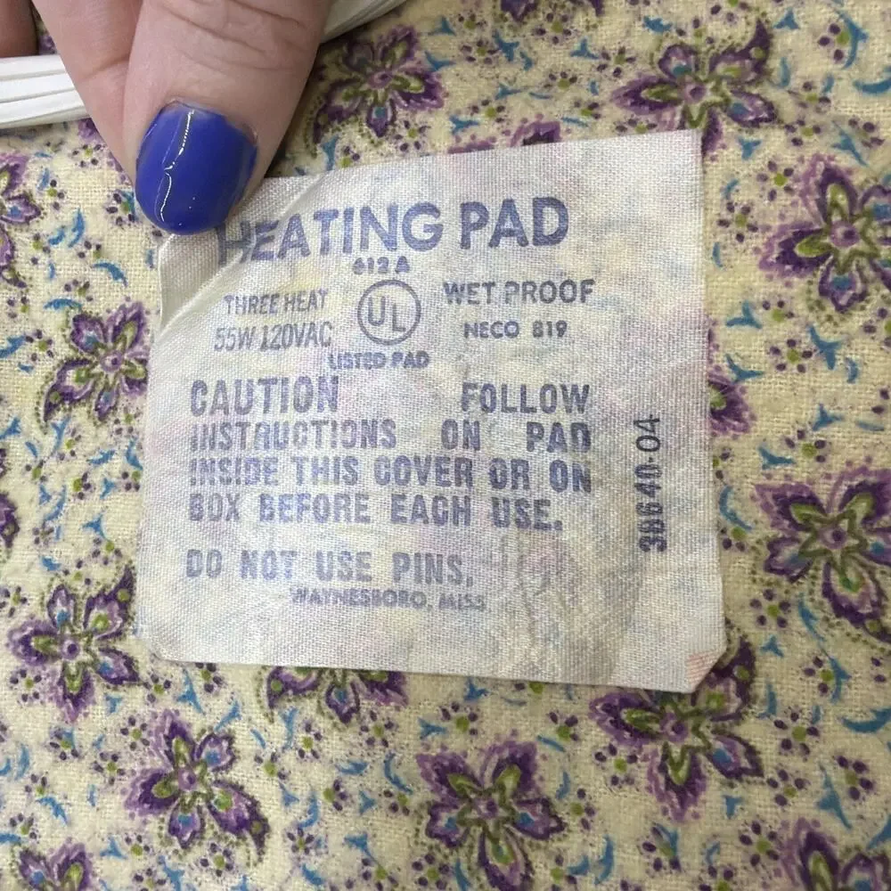 Vintage Rare 1972 Sunbeam Heating Pad Purple Floral Original Box & Manual Tested - Picture 11 of 16